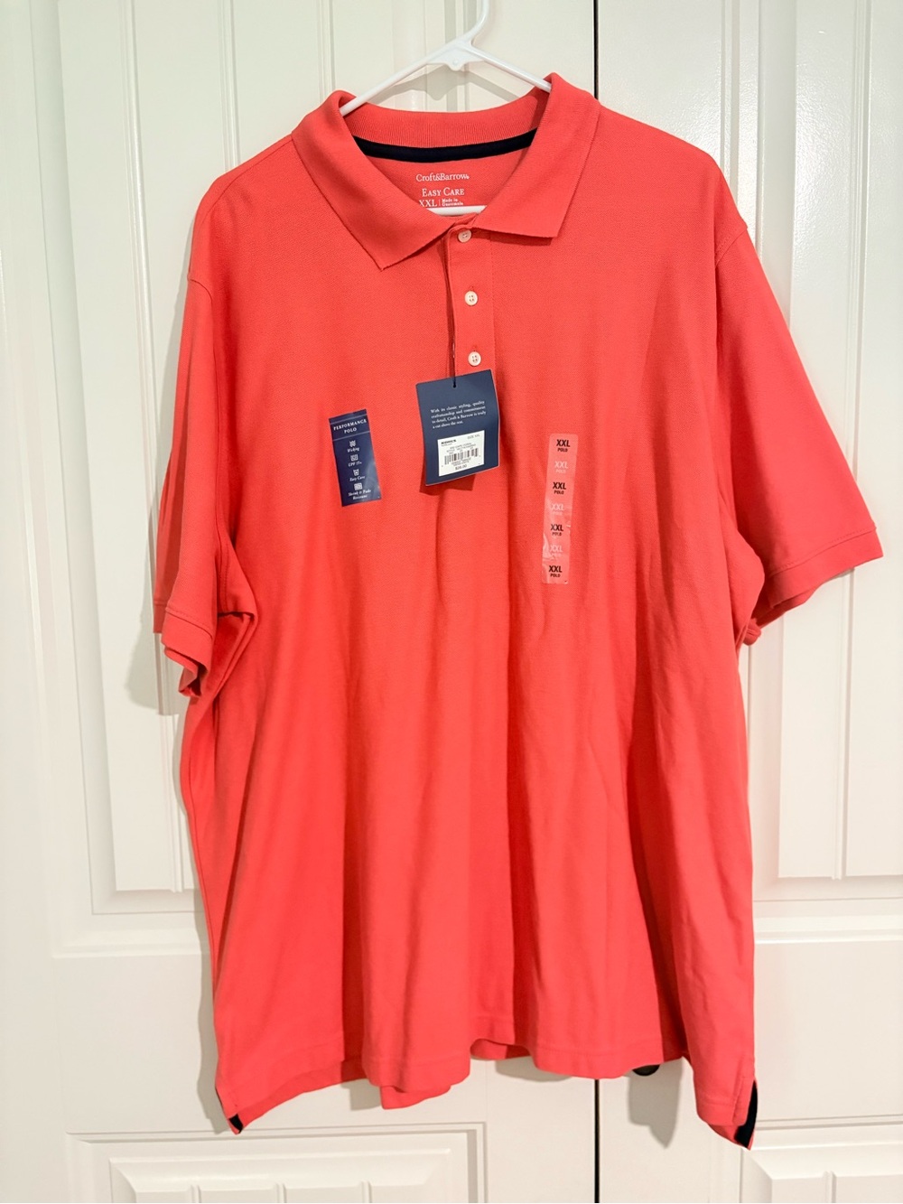 croft & barrow Men’s Coral-Red Polo Shirt NWT